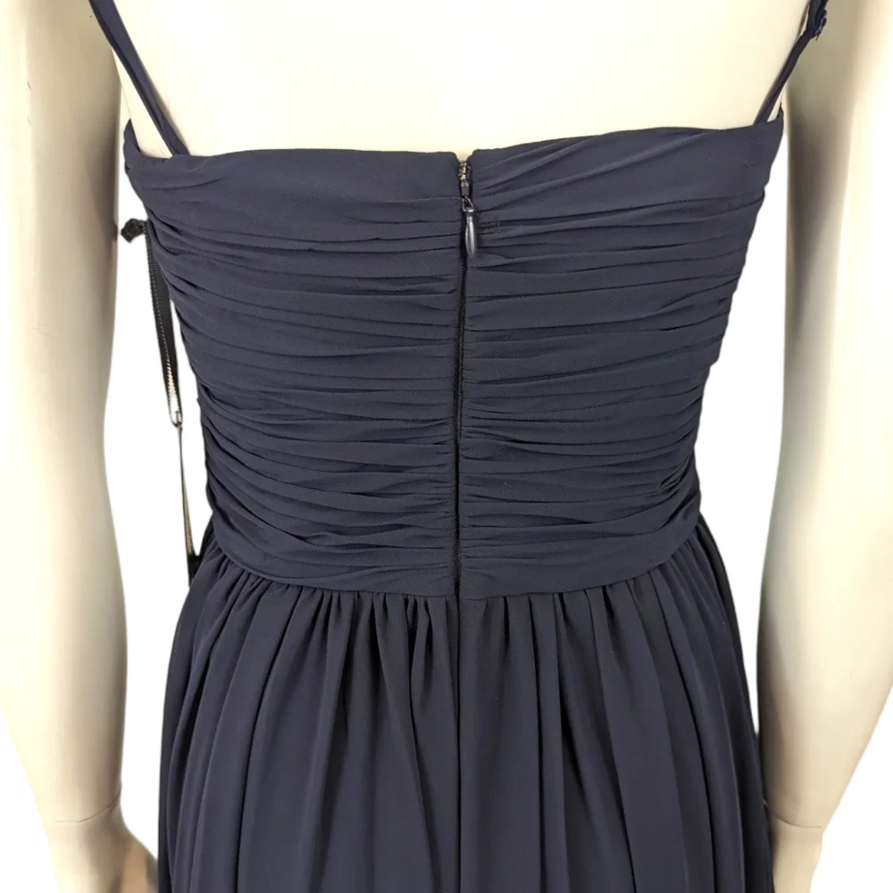 Vera Wang Dress Chiffon Long Gown Navy Blue Strapless Formal Black Tie Womens 6 - Picture 5 of 13